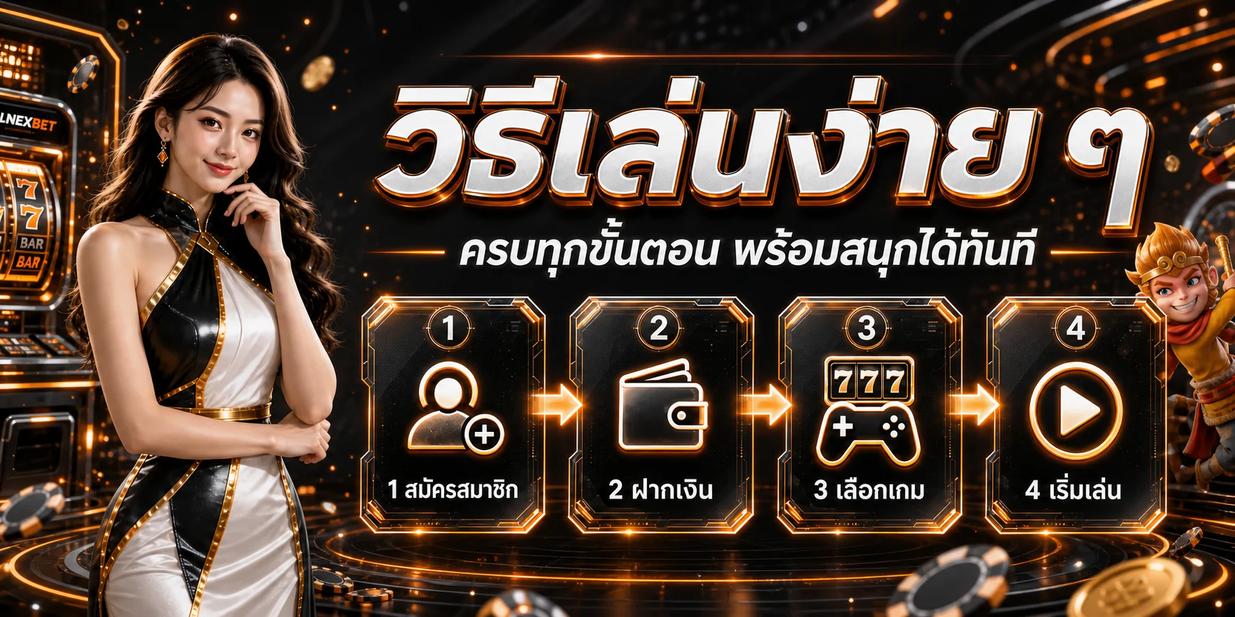 ขั้นตอนสมัคร ฝากเงิน เลือกเกม และเริ่มใช้งาน LINEXBET